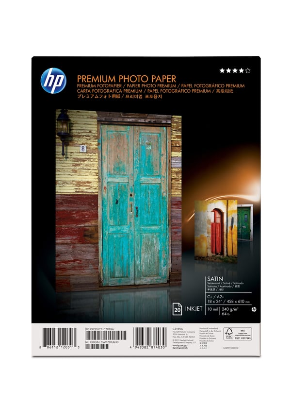 HP Premium Satin 20 sht/A2+/458 x 610 mm (18 x 24 in) Hvid