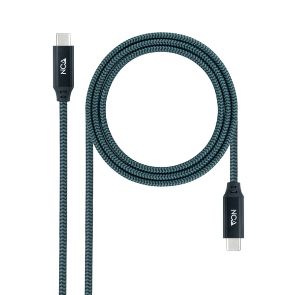 Nanocable 10.01.4302-COMB USB-kabel USB4 Gen 2x2 2 m USB C 20 Gbit/sek. 100 W Teal, Sort, Grå Nanocable 10.01.4302-COMB USB-kabel USB4 Gen 2x2 2 m USB C 20 Gbit/sek. 100 W Teal, Sort, Grå