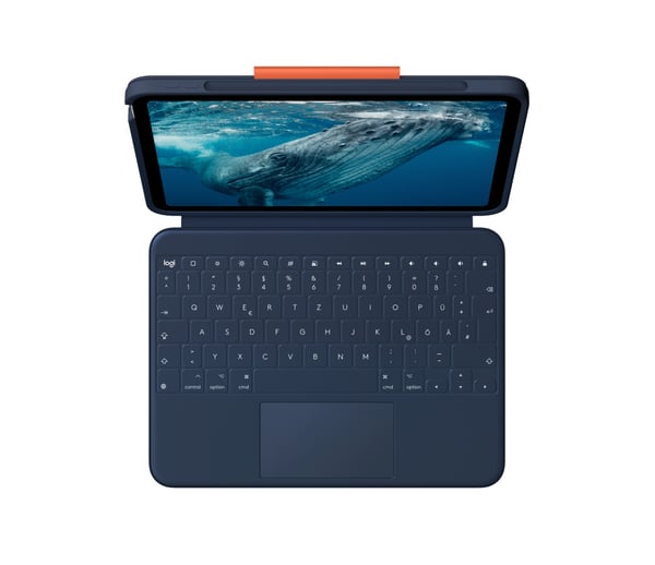 Logitech Rugged Combo 4c Touch QWERTZ tyska Smart Connector Blå