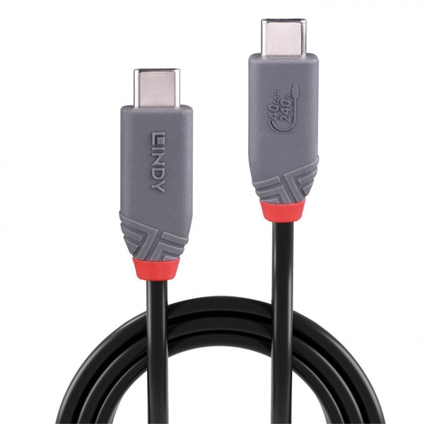 Lindy 36958 USB-kablar USB4 Gen 3x2 2 m USB C 40 Gbit/s 240 W Svart