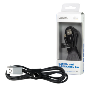 LogiLink CU0134 USB-kabel USB 2.0 2 m USB A Micro-USB B 0,48 Gbit/sek. Sort, Grå
