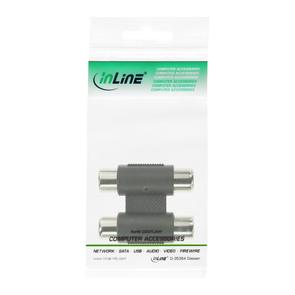 InLine 99318 kabelomvandlare (hane/hona) Cinch female 2xRCA Svart, Silver