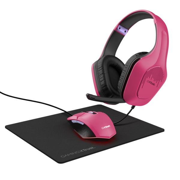 Trust GXT 790 Headset Ledningsført Spil Sort, Lyserød