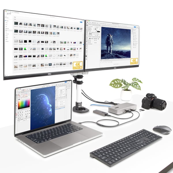 StarTech.com Thunderbolt 4 Multi-Display Docking Station, Docka för Quad/Triple/Dual-skärmar, 2x HDMI/2x DisplayPort, 7x USB-hubb, 2,5 Gigabit Ethernet, 98W Power Delivery, för Windows/MacBook