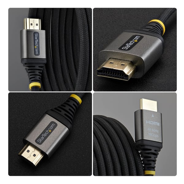 StarTech.com 50 cm högkvalitativ certifierad höghastighets-HDMI-kabel, extremt flexibel HDMI-kabel, 4K 60 Hz/1440p 144 Hz med HDR10/ARC, 18 Gbps, mycket flexibel flätad HDMI-kabel