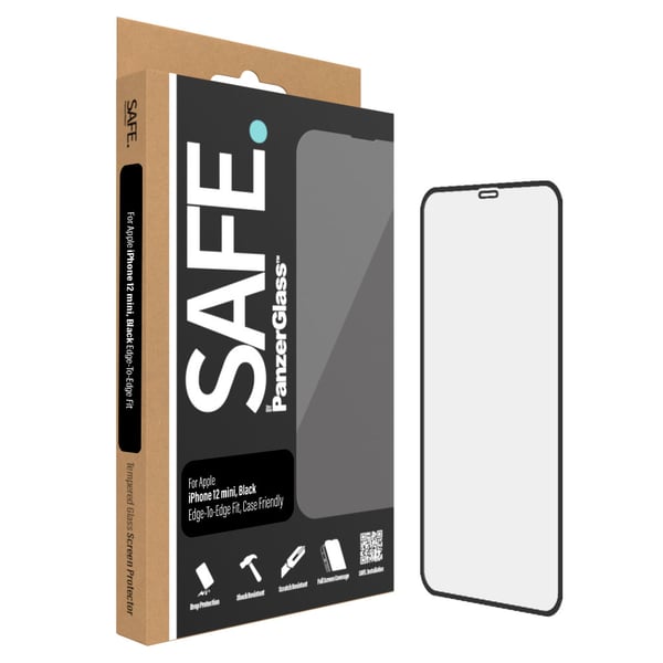 PanzerGlass SAFE. by ® Screen Protector iPhone 12 Mini | Edge-to-Edge Genomskinligt skärmskydd Apple 1 styck