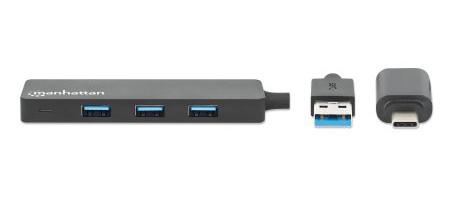 Manhattan 180863 kannettavien tietokoneiden telakka ja porttitoistin USB 3.2 Gen 1 (3.1 Gen 1) Type-A + Type-C Musta