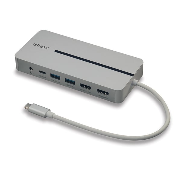 Lindy 43360 dockningsstationer för bärbara datorer Kabel USB 3.2 Gen 1 (3.1 Gen 1) Type-C Silver, Vit