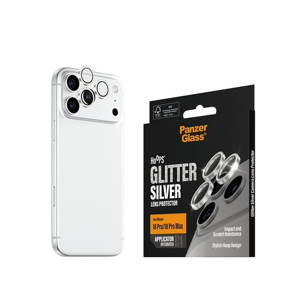 PanzerGlass ® Hoops® Kameralinsebeskytter Glitter Sølv iPhone 18 Pro | 18 Pro Max