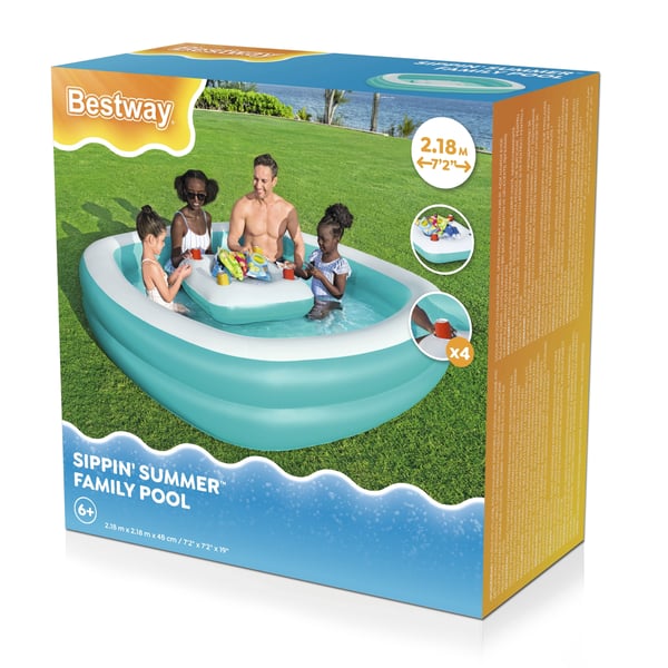 Bestway 54446 ovan mark-svimmingpooler Uppblåsbar pool Fyrkantig Blå, Vit