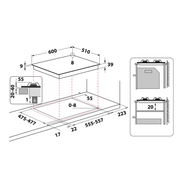 Hotpoint PCN 640 T (AV) R /HA Havre Indbygget 60 cm Gaskomfur 4 zone(s)