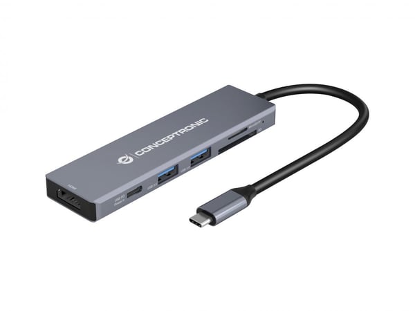 Conceptronic DONN23G kannettavien tietokoneiden telakka ja porttitoistin Langallinen USB 3.2 Gen 1 (3.1 Gen 1) Type-C Harmaa
