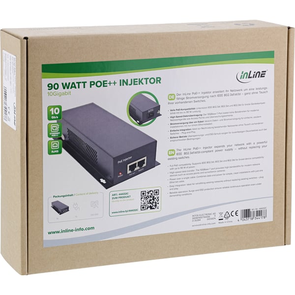 InLine 44432C PoE-adapters 10 Gigabit Ethernet 52 V
