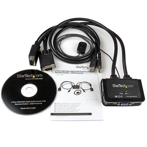 StarTech.com VGA 2 portar USB-kabel med KVM-switch - USB-driven med fjärrswitch