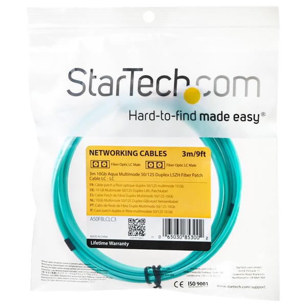 StarTech.com A50FBLCLC3 InfiniBand- ja kuituoptiikkakaapeli 3 m LC Turkoosi