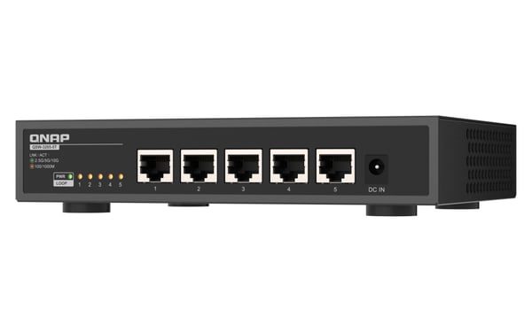 QNAP QSW-3205-5T nätverksswitchar Ohanterad 10G Ethernet (100/1000/10000) Skrivbord Svart