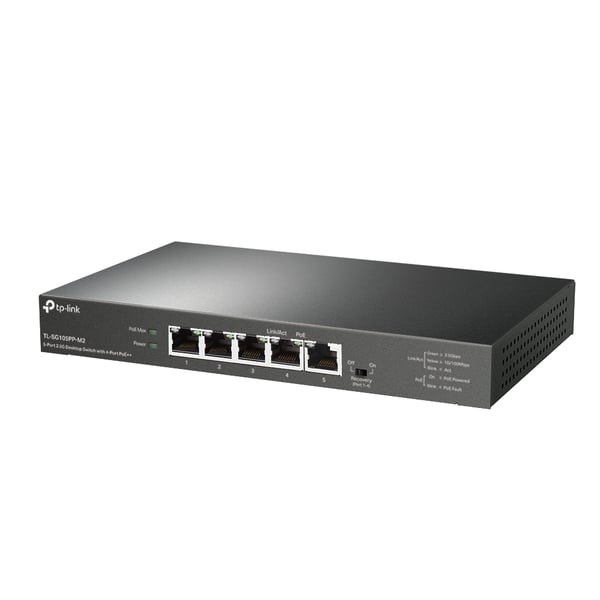 TP-Link TL-SG105PP-M2 verkkokytkin Hallitsematon Gigabit Ethernet (10/100/1000) Power over Ethernet -tuki Musta