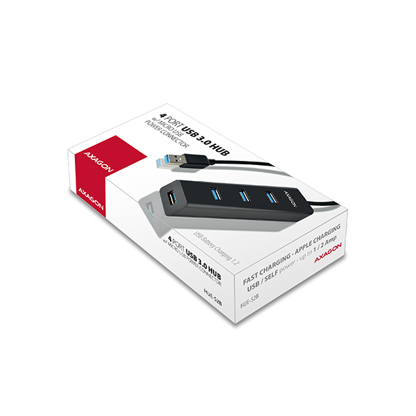 Axagon HUE-S2B gränssnittshubbar USB 3.2 Gen 1 (3.1 Gen 1) Type-A 5000 Mbit/s Svart