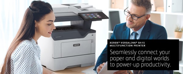 Xerox VersaLink B415 A4 47 sid/min dubbelsidig kopiering/utskrift/scanning/fax, PS3 PCL5e/6, 2 magasin totalt 650 ark