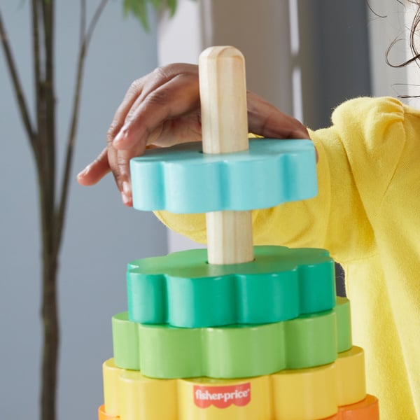 Fisher-Price stableringe i træ, finmotorrik-legetøj til tumlinger, 10 trædele