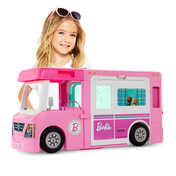 Barbie Dreamhouse Adventures 3-in-1 DreamCamper-køretøj og tilbehør