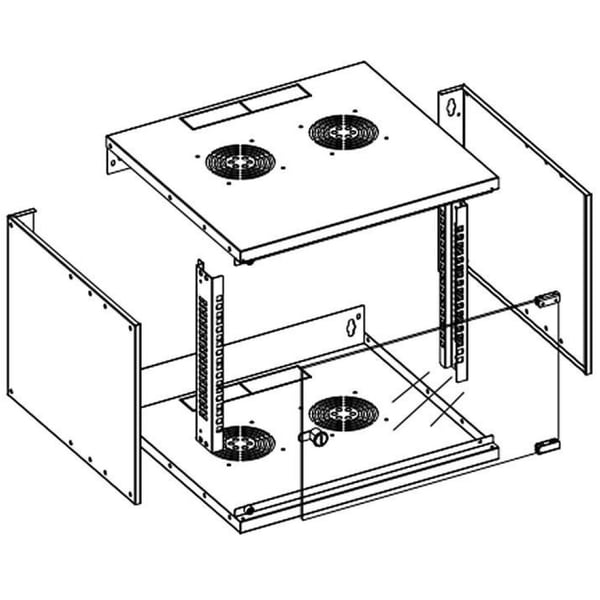 Techly I-CASE EL-1006B32 stativ 6U Vægmonteret stativ Sort