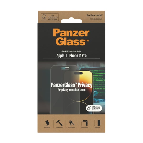 PanzerGlass ® Privacy Screen Protector iPhone 14 Pro | Classic Fit Genomskinligt skärmskydd Apple 1 styck