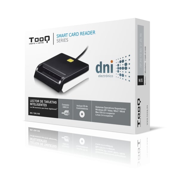 TooQ TQR-210B läsare smarta kort inomhus USB 2.0 Svart