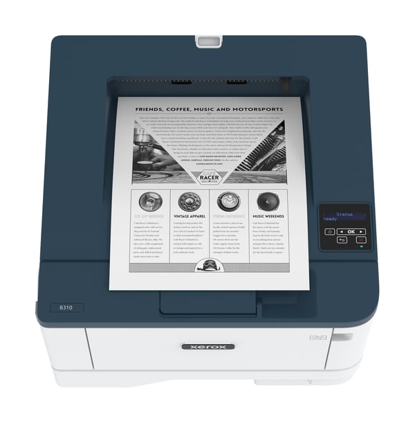 Xerox B310, A4, 40 sider/min, trådløs dupleksprinter, PS3 PCL5e/6, 2 magasiner, i alt 350 ark
