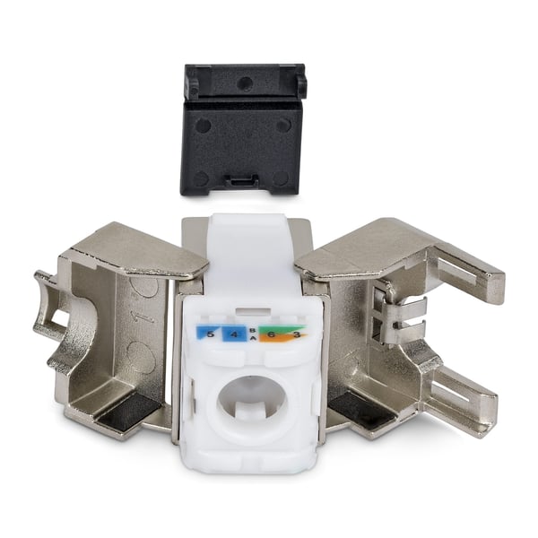 StarTech.com Skärmat Cat6a-keystone-kontaktdon, 10-pack RJ45 Ethernet-keystone-kontaktdon, STP Cat6a-vägguttag, 180-graders verktygsfritt