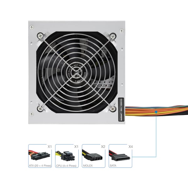 TooQ TQEP-500SSE strömförsörjningsenheter 500 W 24-pin ATX ATX Silver