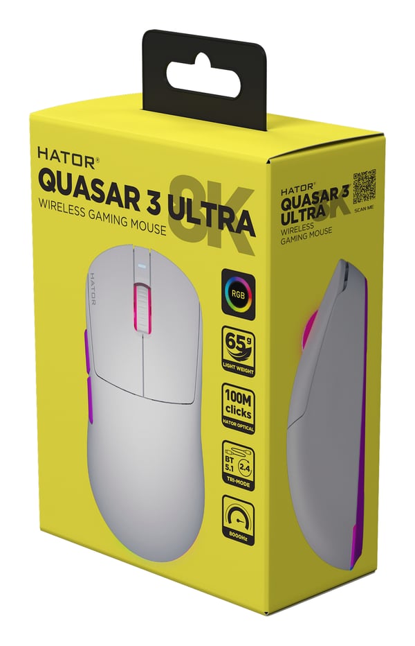 HATOR Quasar 3 Ultra 8K Wireless hiiri Pelaaminen Molempikätinen RF Wireless + Bluetooth + USB Type-A Optinen 30000 DPI