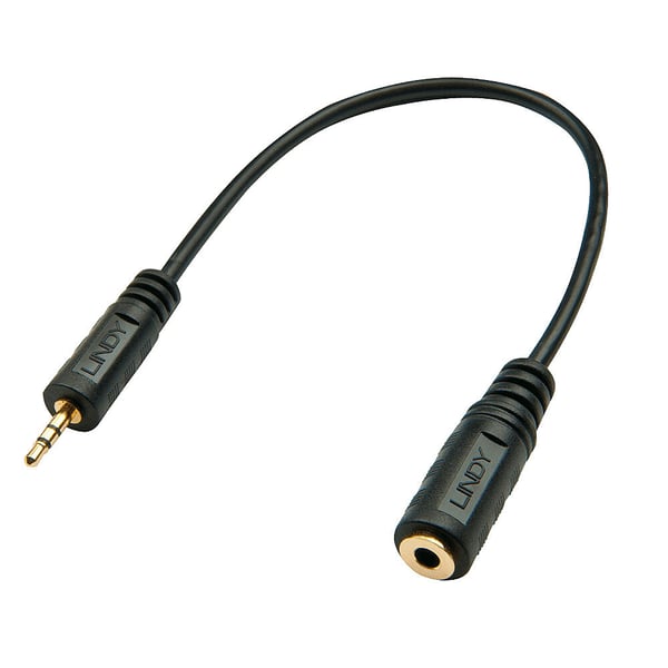 Lindy 35698 ljudkabel 0,2 m 2,5mm 3,5mm Svart