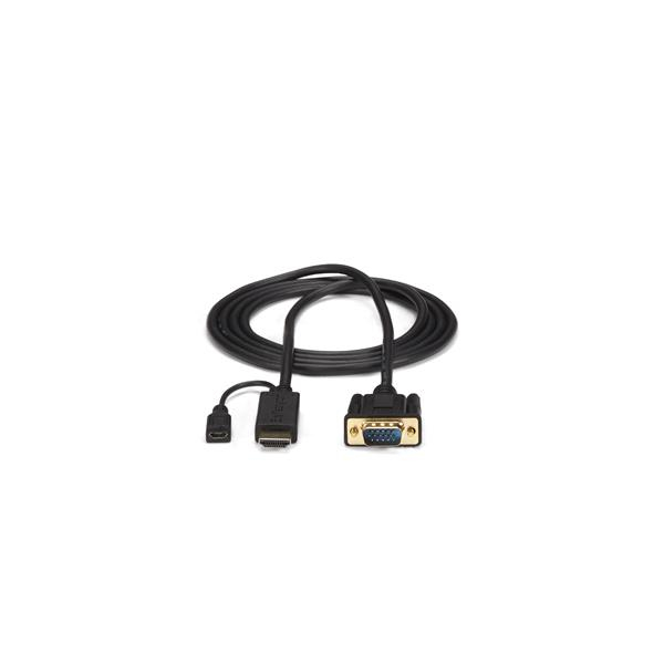 StarTech.com HD2VGAMM10 videokabel adapter 3 m VGA (D-Sub) HDMI + Micro USB Sort