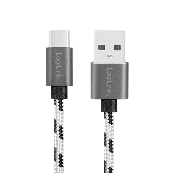 LogiLink CU0201 USB-kablar USB 2.0 USB C USB A 0,48 Gbit/s Svart, Vit