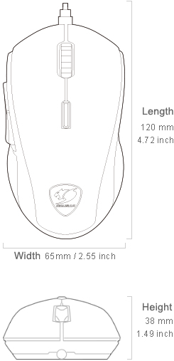 COUGAR Minos X5 mus Spil Højre hånd USB Type-A Optisk 12000 dpi