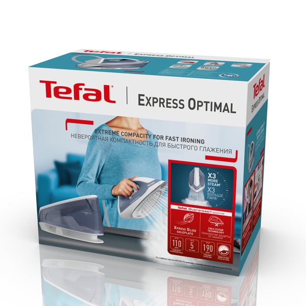 Tefal Express Optimal SV4110 2200 W 1,2 l Ceramic Express Glide Blå, Vit