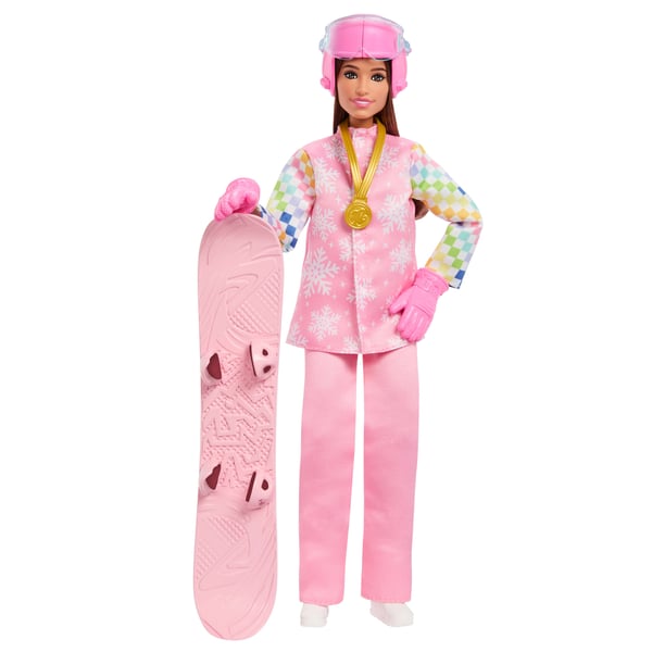 Barbie Careers Snowboarder -nukke pinkissä takissa ja yli 10 tarviketta, kuten väriä vaihtava lumilauta Barbie Careers Snowboarder -nukke pinkissä takissa ja yli 10 tarviketta, kuten väriä vaihtava lumilauta