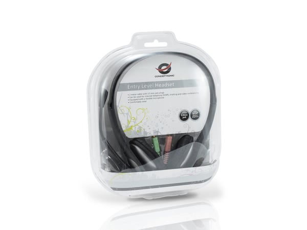 Conceptronic CEASYSTAR hovedtelefoner/headset Kabel & trådløs Kontor/Callcenter Sort, Grå