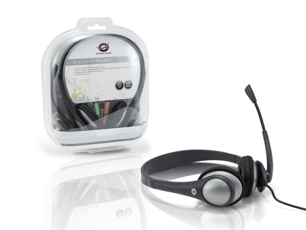 Conceptronic CEASYSTAR hovedtelefoner/headset Kabel & trådløs Kontor/Callcenter Sort, Grå