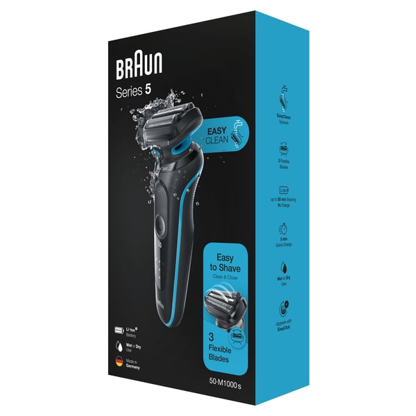Braun Series 5 50-M1000s Folie shaver Sort, Blå