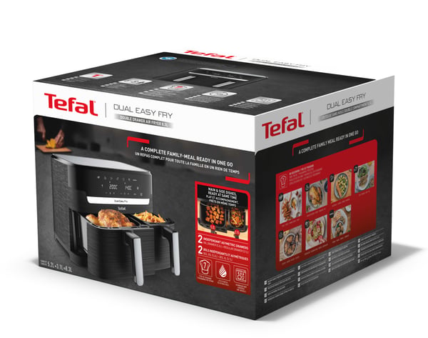 Tefal Dual Easy Fry & Grill EY9018 Kaksois 8,3 L Erillinen Kuumakiertoilmakypsennin Musta