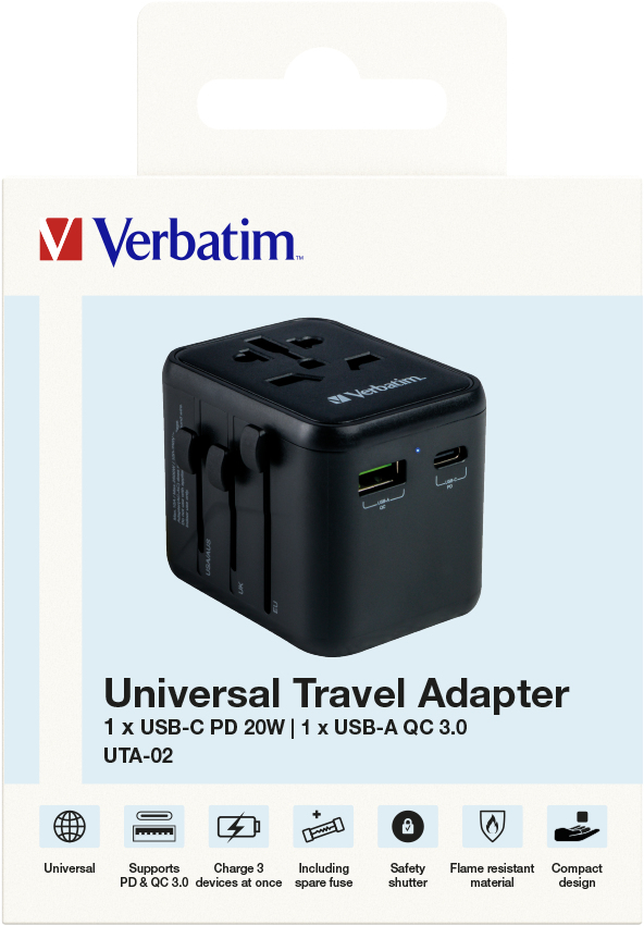 Verbatim 49544 pistorasia-adapteri Universaali Musta