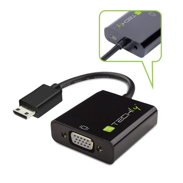 Techly IDATA HDMI-VGA4 videokaapeli-adapteri VGA (D-Sub) HDMI Type C (Mini) Musta