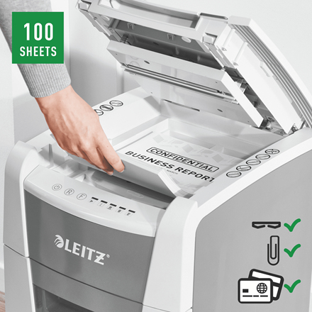 Leitz IQ Small Office 100 automaattinen paperisilppuri, P4