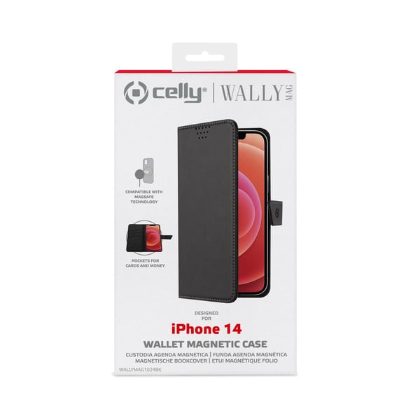 Celly Wallymag mobiltelefonfodral 15,5 cm (6.1") Plånbok Svart