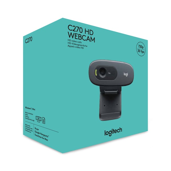 Logitech C270 HD webcam 3 MP 1280 x 720 pixel USB Grå, Mørkegrå