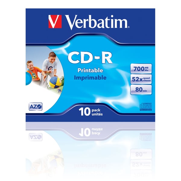 Verbatim CD-R AZO Wide Inkjet Printable 700 MB 52x 10 kpl