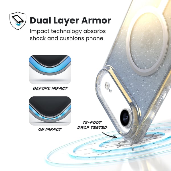 Speck Presidio Lux MagSafe - iPhone Air Cover (Hyper Mirror Glitter / Sølv Metallic)