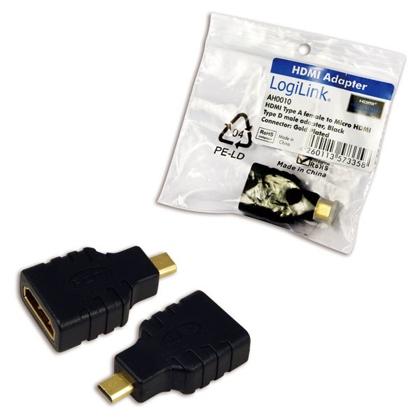 LogiLink AH0010 kabel kønsskifter HDMI D HDMI A Sort